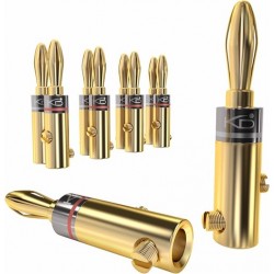 SPINA A BANANA PROFESSIONALE DORATA A VITE FINO A 6mm ROSSO-NERO