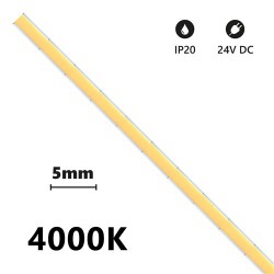 STRISCIA LED COB SLIM IP20 5 METRI 4000K 24V 6W/m 600lm/m