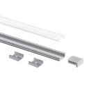 PROFILO IN ALLUMINIO DA SUPERFICIE + COVER + TAPPI + CLIP GRIGIO PER STRISCE LED AT2004K1