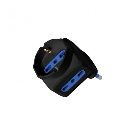ADATTATORE SALVASPAZIO 16A 2 BIPASSO+1 UNIVERSALE COLORE NERO