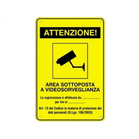 TARGA ALLUMINIO AREA VIDEOSORVEGLIATA 3