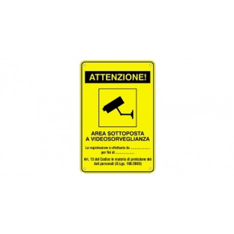 TARGA ALLUMINIO AREA VIDEOSORVEGLIATA