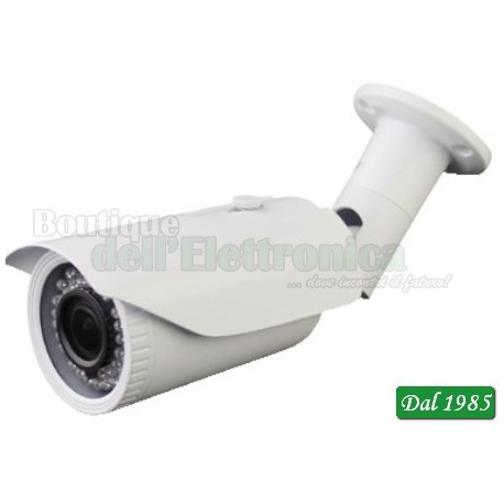 TELECAMERA BULLET IP POE ONVIF2.4 HD 960P 1.3 MEGAPIXEL VARIFOCALE PLUG & PLAY IP66 42 LED IR CON MENU’ DI CONTROLLO DA REMOTO I
