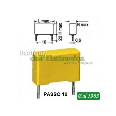 CONDENSATORE POLIESTERE 1000Vcc PASSO 10 2.700pf - 0,0027mf - 2n7