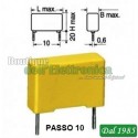 CONDENSATORE POLIESTERE 1000Vcc PASSO 10 2.700pf - 0,0027mf - 2n7