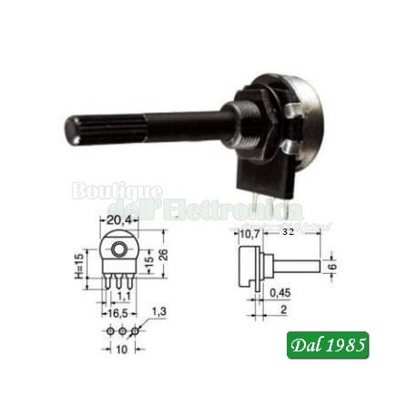 POTENZIOMETRO 220 Kohm LINEARE A STRATO DI CARBONE