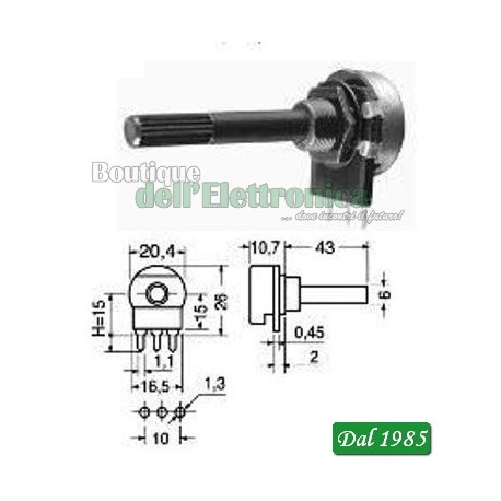 POTENZIOMETRO 470 Ohm LINEARE A STRATO DI CARBONE