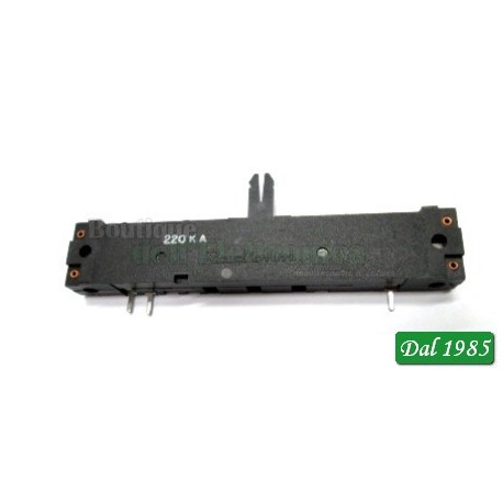 POTENZIOMETRO SLIDER PLASTICO 220 KOHM LINEARE STEREO DOPPIO SLIDER A SLITTA L= 88mm