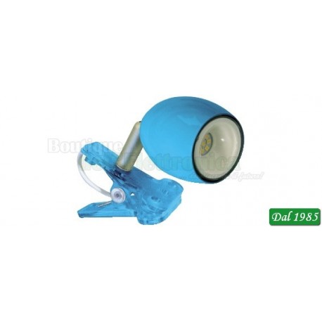 FARETTO SINGOLO LED CON PINZA - AZZURRO