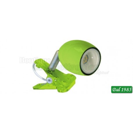 FARETTO SINGOLO LED CON PINZA - VERDE