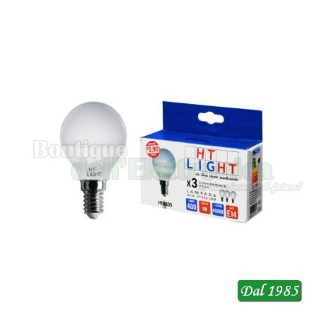 LAMPADE LED 230 VOLT 5 WATT 4000°K ATTACCO E14 CONFEZIONI DA 3 PEZZI