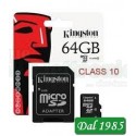 MICRO SD 64GB CLASSE 10 KINGSTON 100MB/s