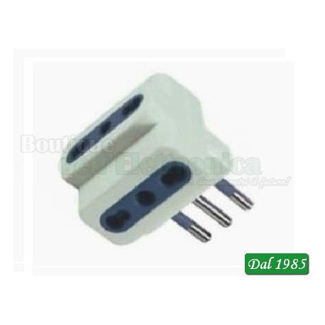 ADATTATORE RETE SPINA 10A -3 PRESE BIPASSO BIANCHE