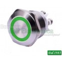 PULSANTE ANTIVANDALO LUMINOSO 19 mm LED VERDE 12V