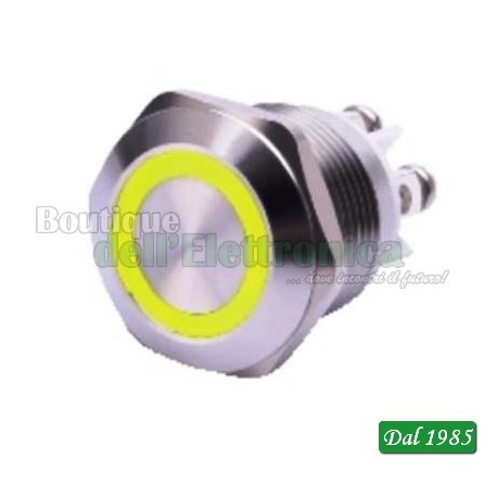 PULSANTE ANTIVANDALO LUMINOSO GIALLO 19 mm 12 VOLT