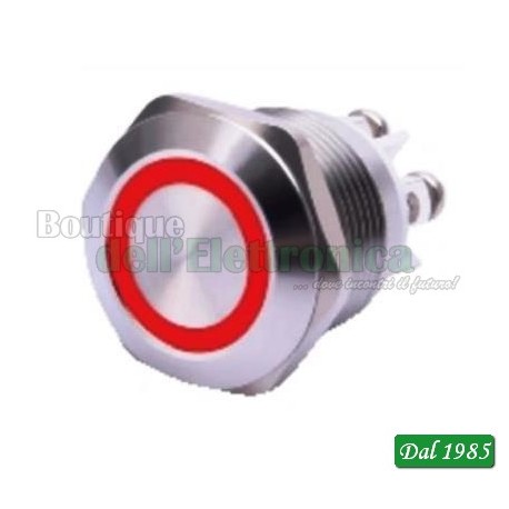 PULSANTE ANTIVANDALO LUMINOSO ROSSO 19 mm 12 VOLT