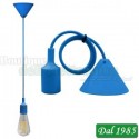 PENDENDTE DA SOFFITTO CON CAVO+PORTALAMPADA E 27 AZZURRO AP6002A