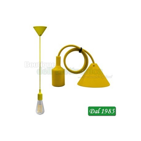 PENDENTE SOFFITO CON CAVO + PORTALAMPADE E27 GIALLO AP 6008 G