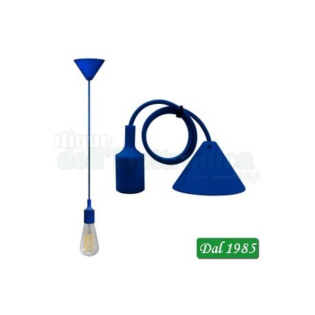 PENDENTE SOFFITTO CON CAVO+PORTALAMPADA E27 COLORE BLU