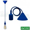 PENDENTE SOFFITTO CON CAVO+PORTALAMPADA E27 COLORE BLU
