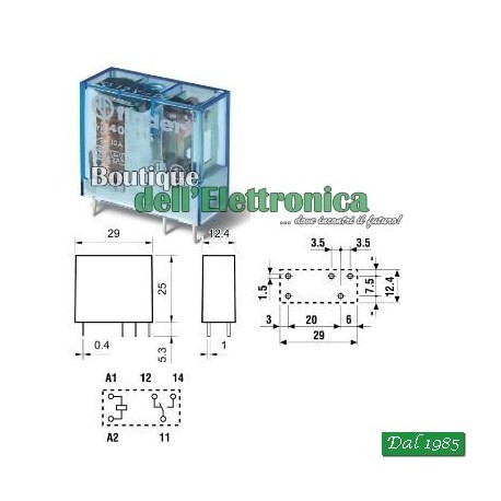 RELÈ FINDER 12VDC 1 CONTATTO IN SCAMBIO 16A mod.40.61