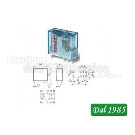 RELÈ FINDER 24VDC 2 CONTATTI IN SCAMBIO 8A mod.40.52S