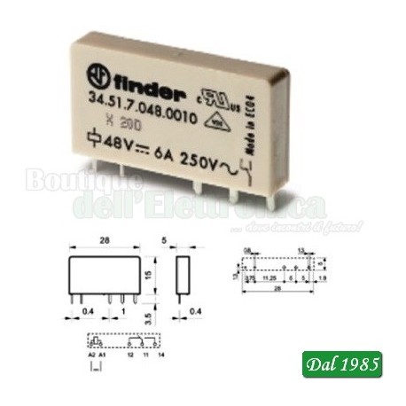 RELE\' FINDER 24VDC (EMR) DA C.S. 6A 1 SCAMBIO