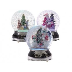 SFERA LED CON NEVE A BATTERIA 3 SOGGETTI ASSORTITI h.13cm