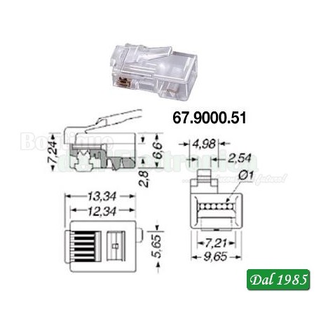 SPINA PLUG RJ12 6POLI (ATTACCO LATERALE)