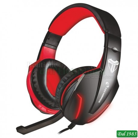 CUFFIA GAMING MULTIMEDIALE TECHMADE TM-FL1 COLORE ROSSO