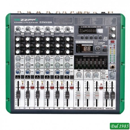 MIXER PROFESSIONALE 8 CANALI CON MULTIEFFETTO DSPZZMX8R