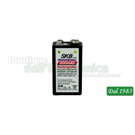 BATTERIA RICARICABILE 9V NI-MH 300MAH