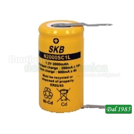 BATTERIA SC CON LAMELLE SKB 1.2V - 2000 mAh ( Mod. SKB N2000SC LAMELLE S/DIR. )