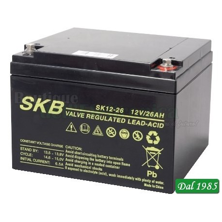 BATTERIA AL PIOMBO RICARICABILE SKB 12 VOLT 26 AMPER