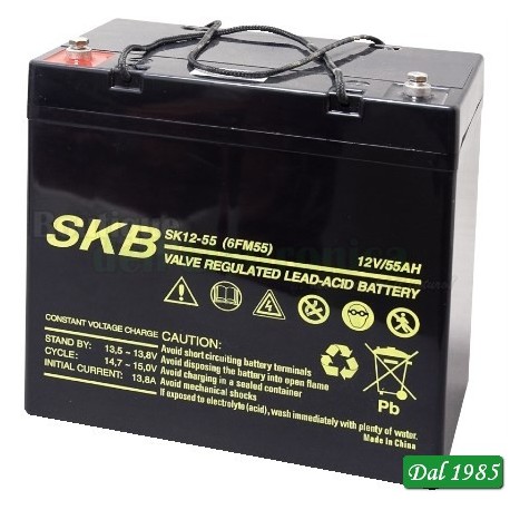 BATTERIA AL PIOMBO RICARICABILE SKB 12 VOLT 55 AMPER