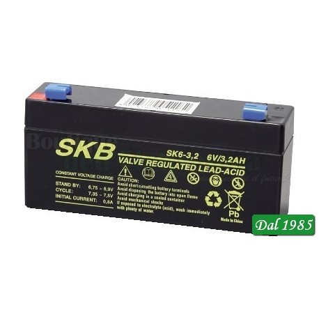 BATTERIA AL PIOMBO SKB 6V - 3,2 AH ORIZZONTALE