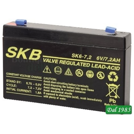 BATTERIA AL PIOMBO SKB 6V - 7,2 AH