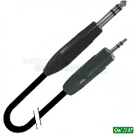 CAVO AUDIO PROFESSIONALE JACK 6,3 MM STEREO - JACK 3,5 MM STEREO LUNGHEZZA 3 METRO