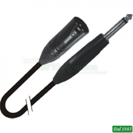 CAVO MICROFONICO XLR MASCHIO - JACK 6,3 MM MONO LUNGHEZZA 3 METRI