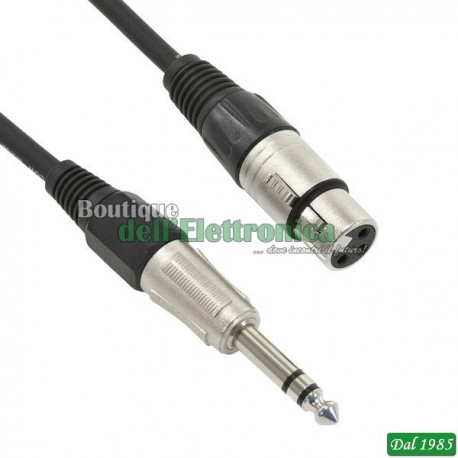 CAVO PER MICROFONO CANNON FEMMINA JACK STEREO 3MT